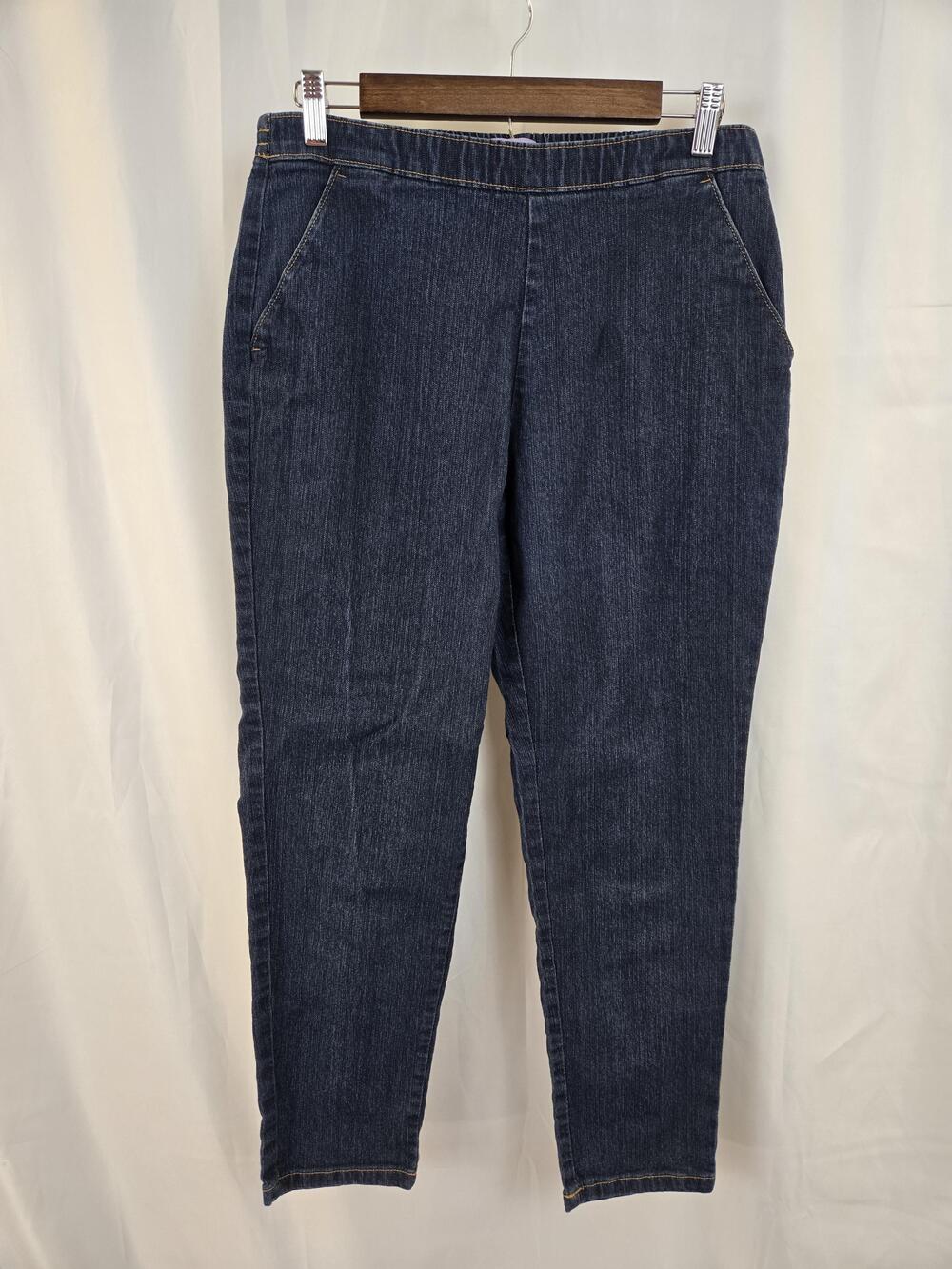 Laura Scott Jeans Womens Large Petite Blue Dark Wash Tapered Stretch Denim Pants